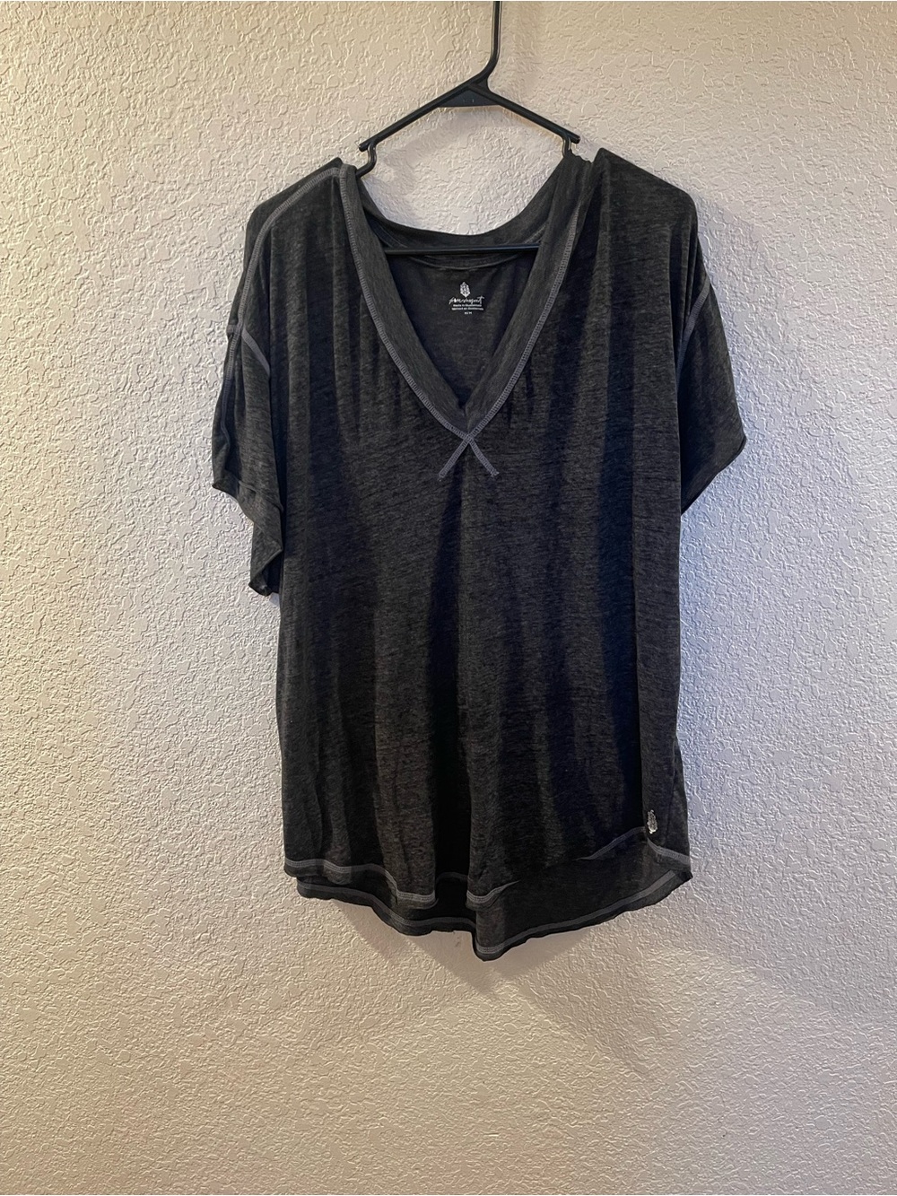 FP Movement by Free People Charcoal Short Sleeve V-Neck Tee
